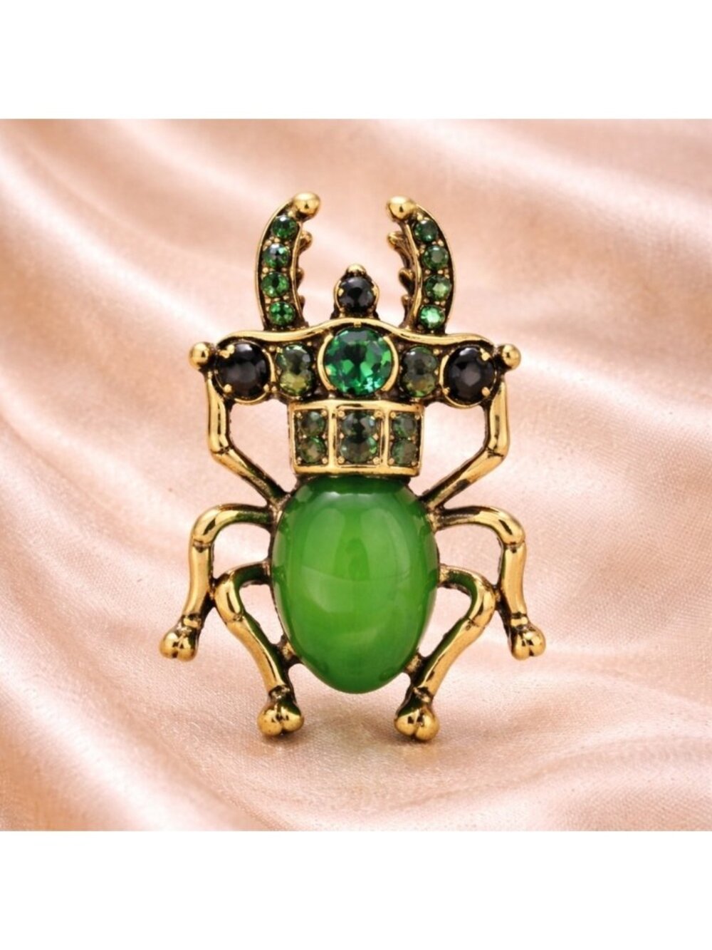 Vintage Green Beetle Brooch